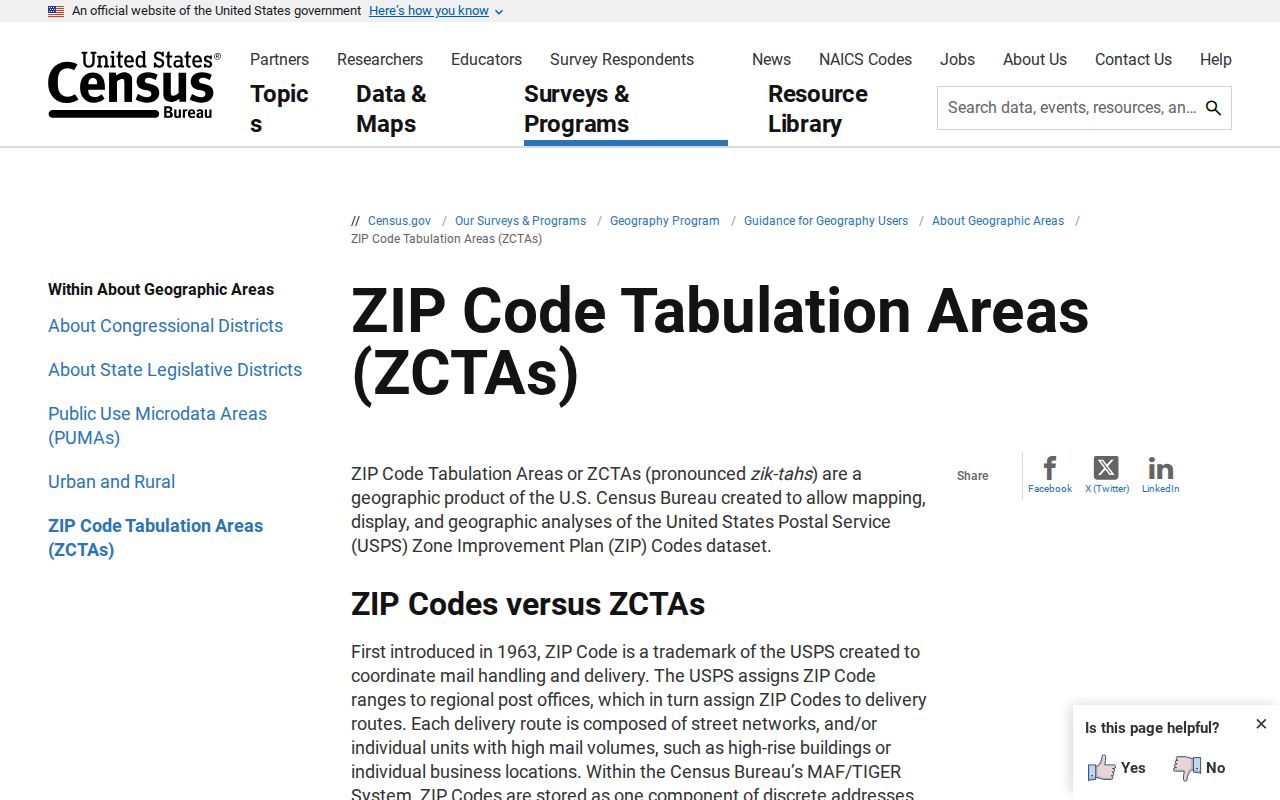 Lake County ZIP code directory Census ZCTA guidance